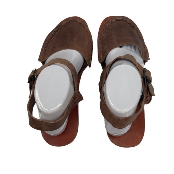 Free People Brown Magnolia Slope Wood Heel Platform Clogs Size 41 Women's - Picture 6 of 10